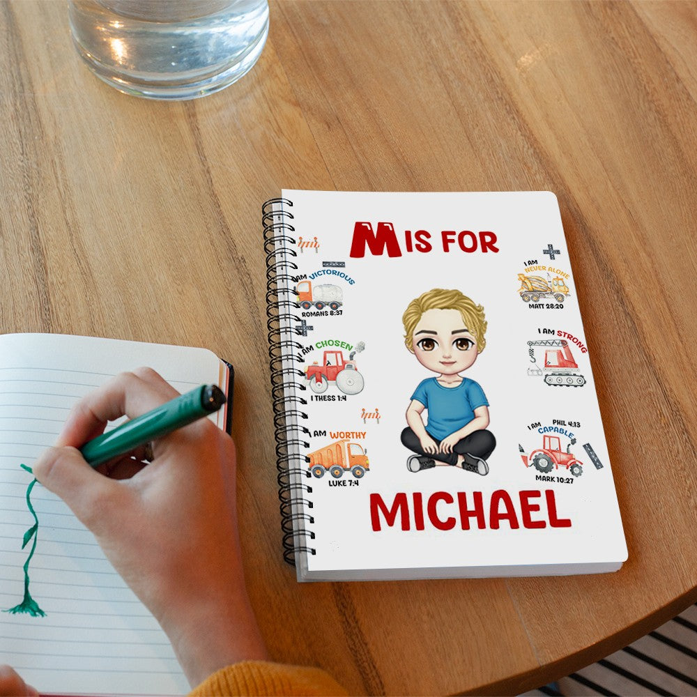 Personalized Cute Cartoon Character Notebook, Custom Initial & Name A5 Spiral Notebook, School Supplies, Birthday/Christmas Gift for Boy/Girl/Student