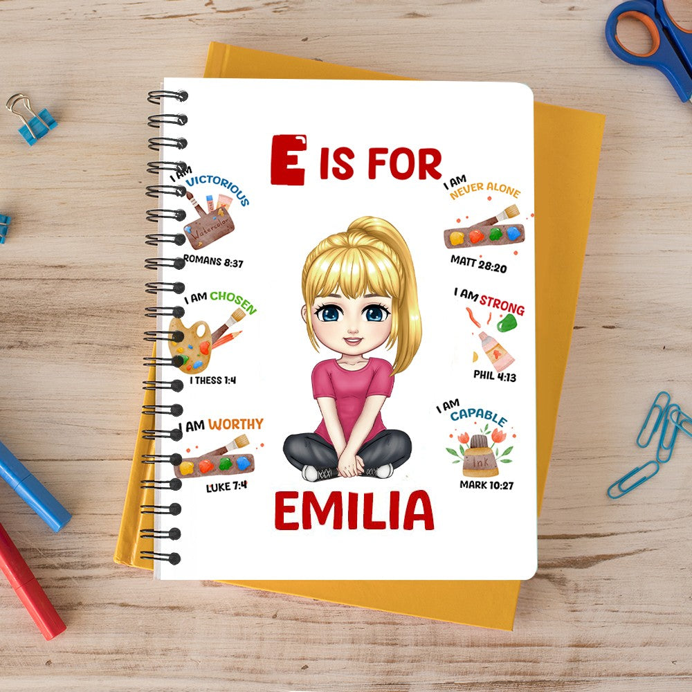 Personalized Cute Cartoon Character Notebook, Custom Initial & Name A5 Spiral Notebook, School Supplies, Birthday/Christmas Gift for Boy/Girl/Student