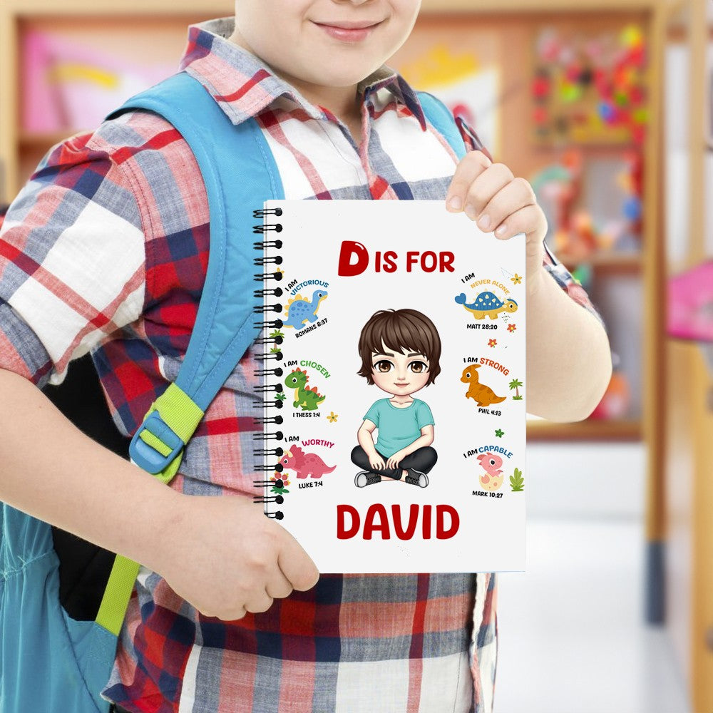 Personalized Cute Cartoon Character Notebook, Custom Initial & Name A5 Spiral Notebook, School Supplies, Birthday/Christmas Gift for Boy/Girl/Student