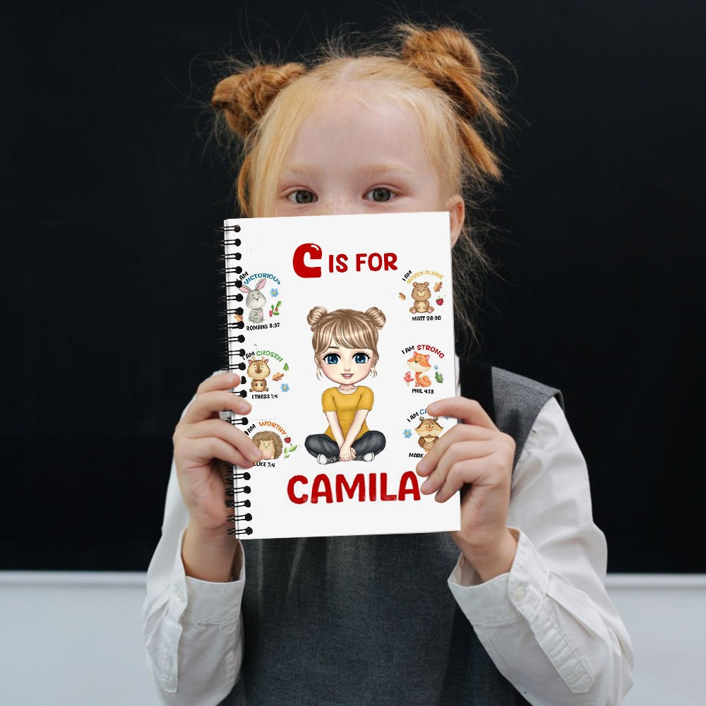 Personalized Cute Cartoon Character Notebook, Custom Initial & Name A5 Spiral Notebook, School Supplies, Birthday/Christmas Gift for Boy/Girl/Student