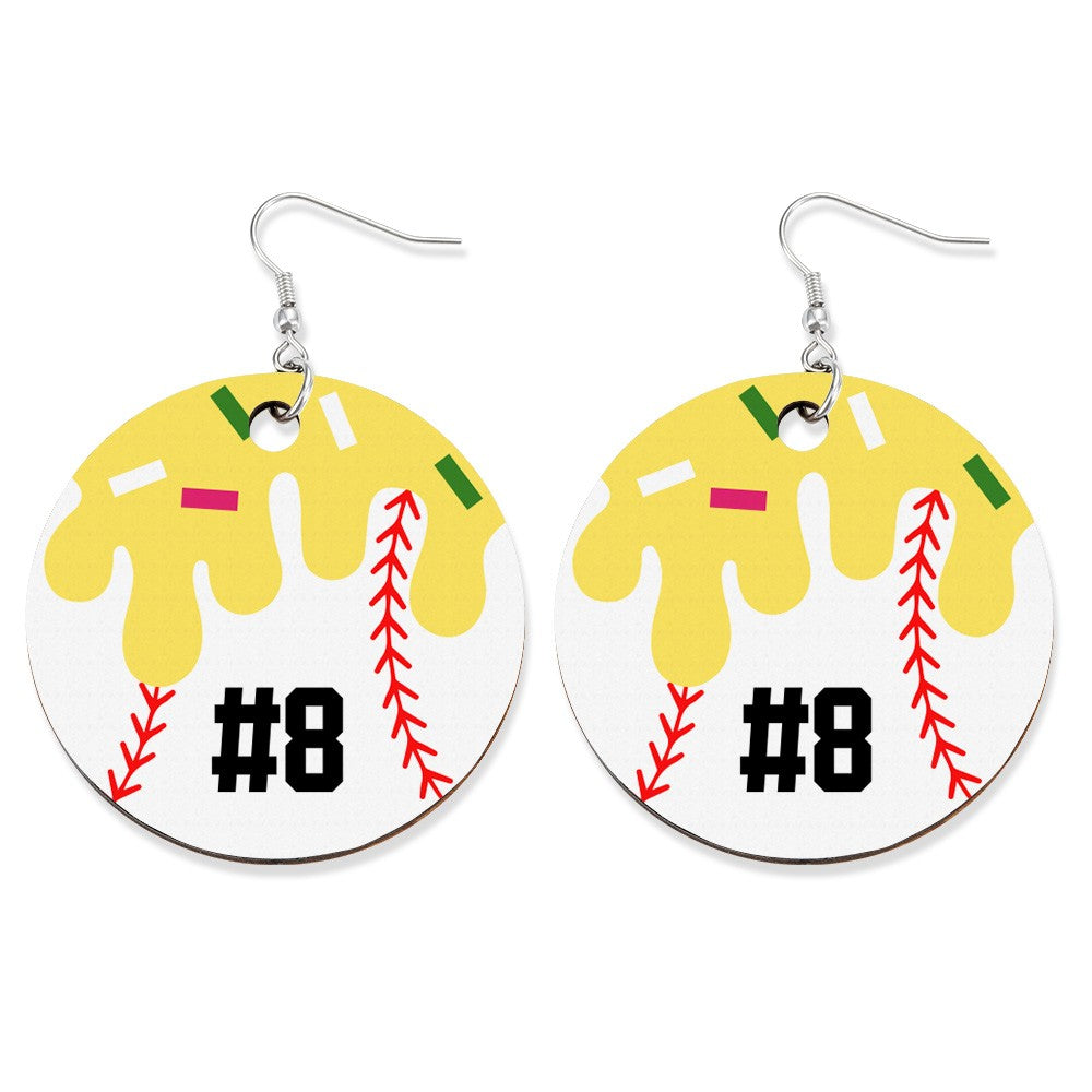 Personalized Baseball Ice Cream Drip Earrings, Fun Dessert and Sports Inspired Jewelry, Unique Baseball and Ice Cream Charm Earrings, Cute and Playful Gift for Sports Fans