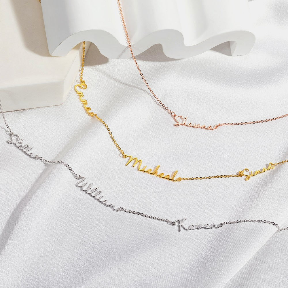 Personalized Multiple Names Family Necklace, Custom Name Pendant Minimalist Necklace, Mother's Day/Birthday Gift for Her