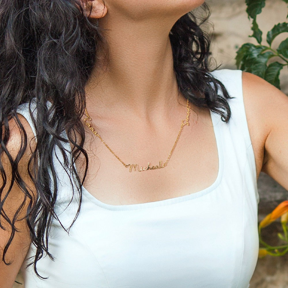 Personalized Multiple Names Family Necklace, Custom Name Pendant Minimalist Necklace, Mother's Day/Birthday Gift for Her