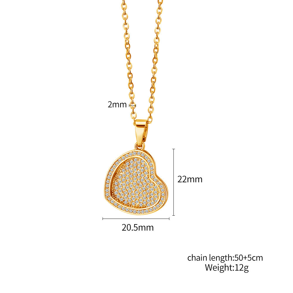 Personalized Heart Pendant Necklace, Custom Engraved Gold Heart Charm with Crystals, Perfect Gift for Valentine's Day