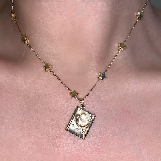 You're My Soulmate, Starry Romance Necklace, Crescent Moon and Star Pendant for Valentine's Day