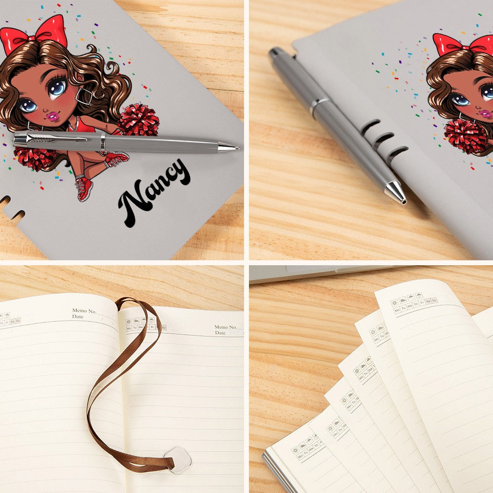 Personalized Cartoon Cheerleading Girl Notebook with Pen, Customized Name Travel Journal, Gift for Cheerleaders/Coaches/Cheerleading Fans