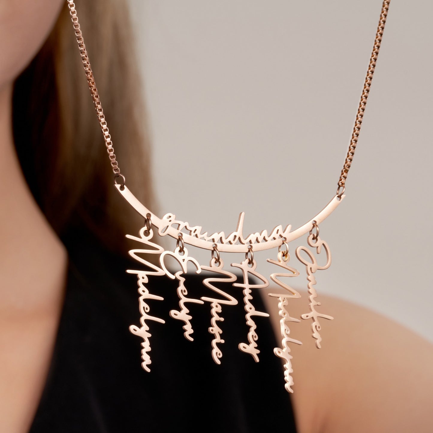 Personalized Family Necklace with Kids' Names, Stainless Steel Mom's Necklace, Birthday/Christmas/Mother's Day Gift for Mom from Daughter/Son