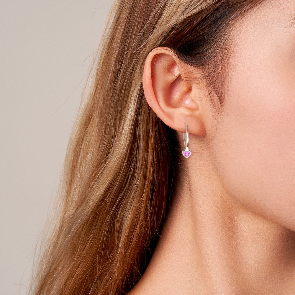 Personalized Heart Birthstone Earrings, Dainty Sterling Silver Birthstone Hoop Earrings, Birthday/Valentine's Day/Mother's Day Gifts for Women/Her