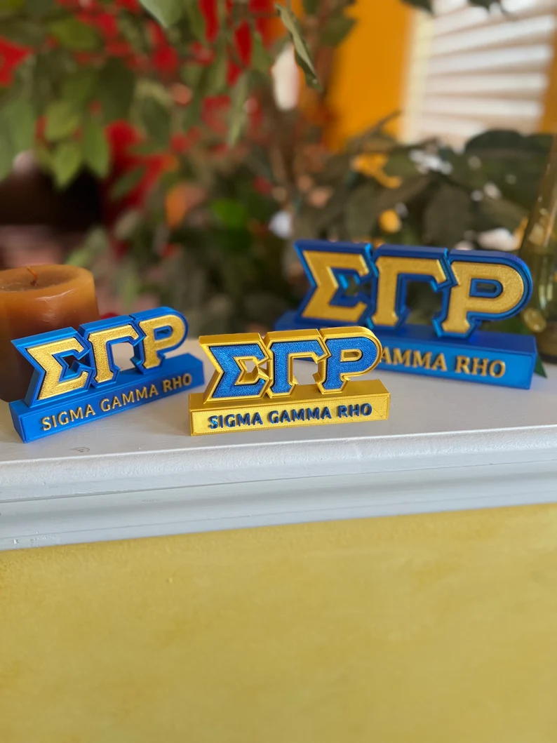 Inspired Black and Gold Customizable Desk Name Plate, Multicolor Greek Letter Desk Name Plate, Sorority/Fraternity Keepsake, Gift for Sisters/Friends