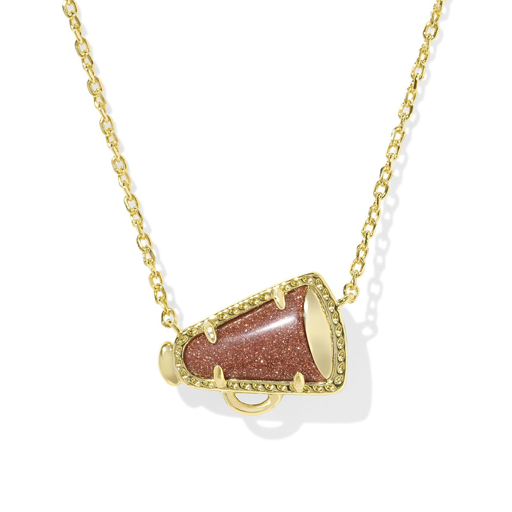 Gold Cheer Megaphone Pendant Necklace, Stylish Gift for Team Spirit and Sports Lover