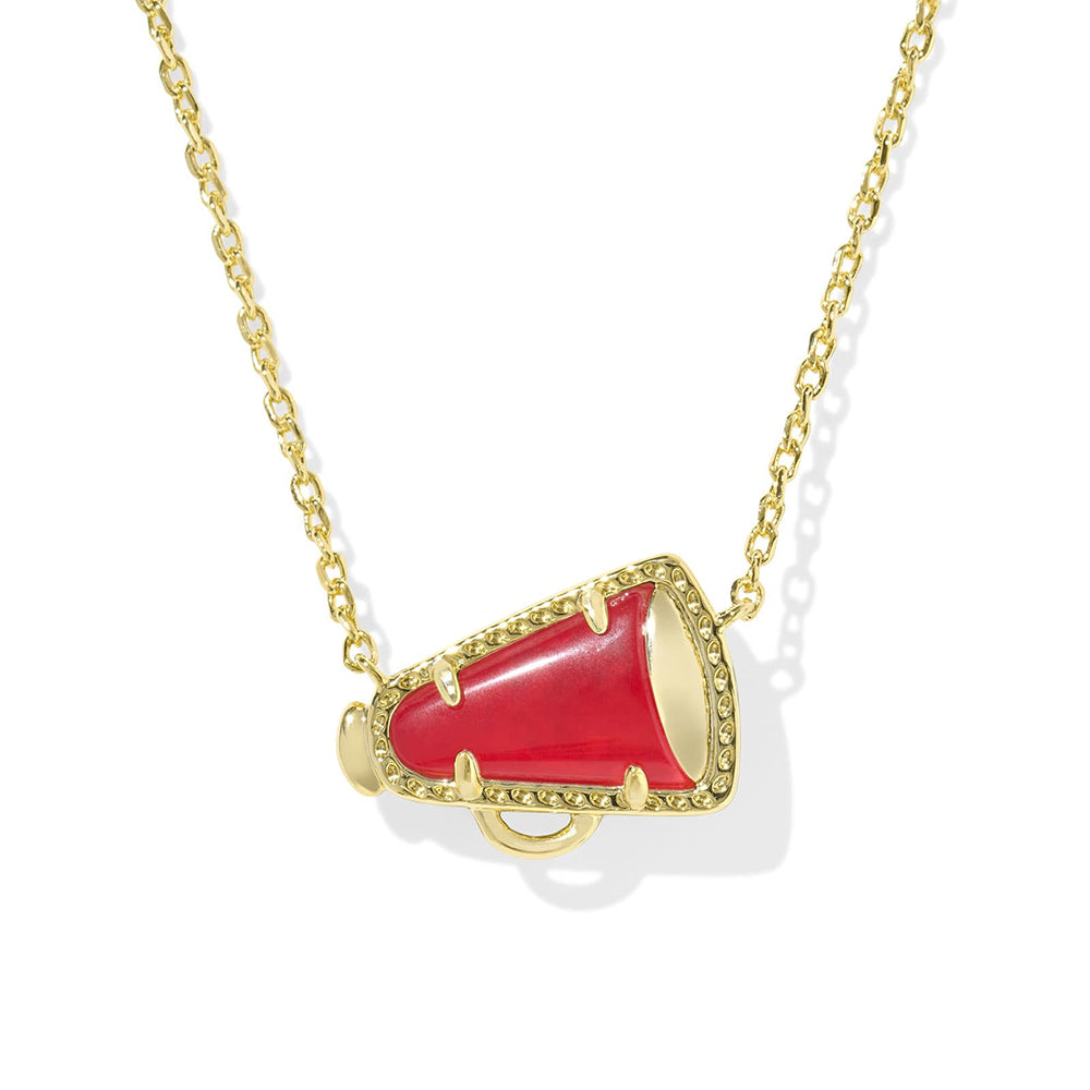 Gold Cheer Megaphone Pendant Necklace, Stylish Gift for Team Spirit and Sports Lover