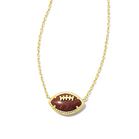 Sparkling Orange Goldstone Football Pendant Necklace, Perfect Gift for Sports Lovers