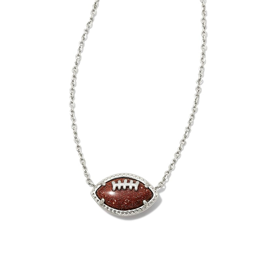Sparkling Orange Goldstone Football Pendant Necklace, Perfect Gift for Sports Lovers