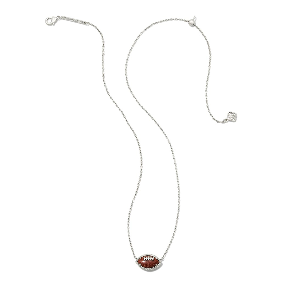 Sparkling Orange Goldstone Football Pendant Necklace, Perfect Gift for Sports Lovers