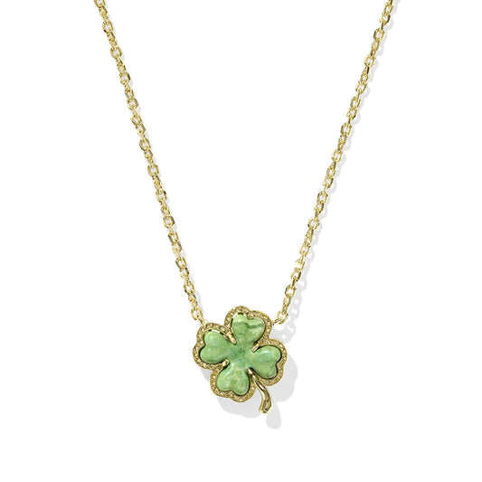 Lucky Clover Pendant Necklace in Gold, Dainty Minimalist Jewelry Gift for Women