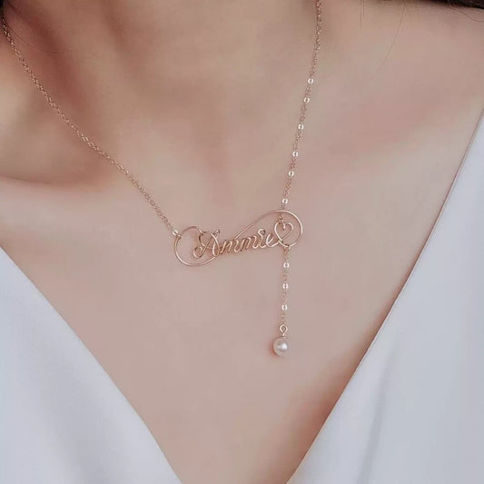 Personalized Pearl Necklace with Custom Name Initial, 18K Gold Filled Chain, Dainty Mother's Day Gift, Jewelry for Women