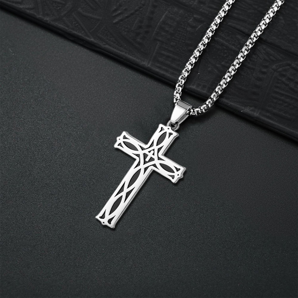 Custom Family Name Cross Necklace for Men – Personalized Christian Pendant, Unique Gift for Dad, Husband or Son