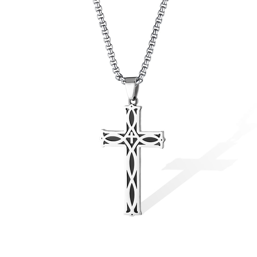 Custom Family Name Cross Necklace for Men – Personalized Christian Pendant, Unique Gift for Dad, Husband or Son