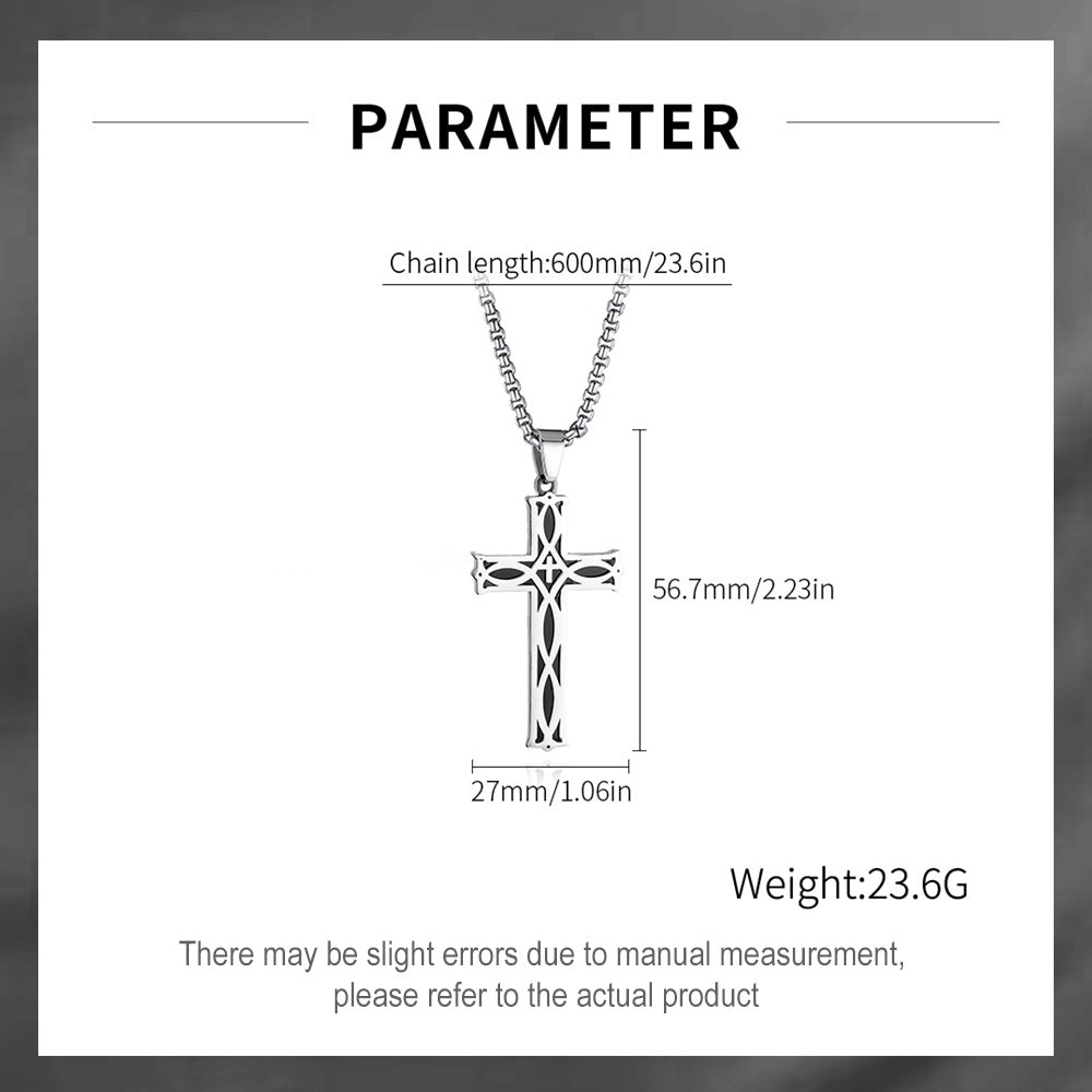 Custom Family Name Cross Necklace for Men – Personalized Christian Pendant, Unique Gift for Dad, Husband or Son