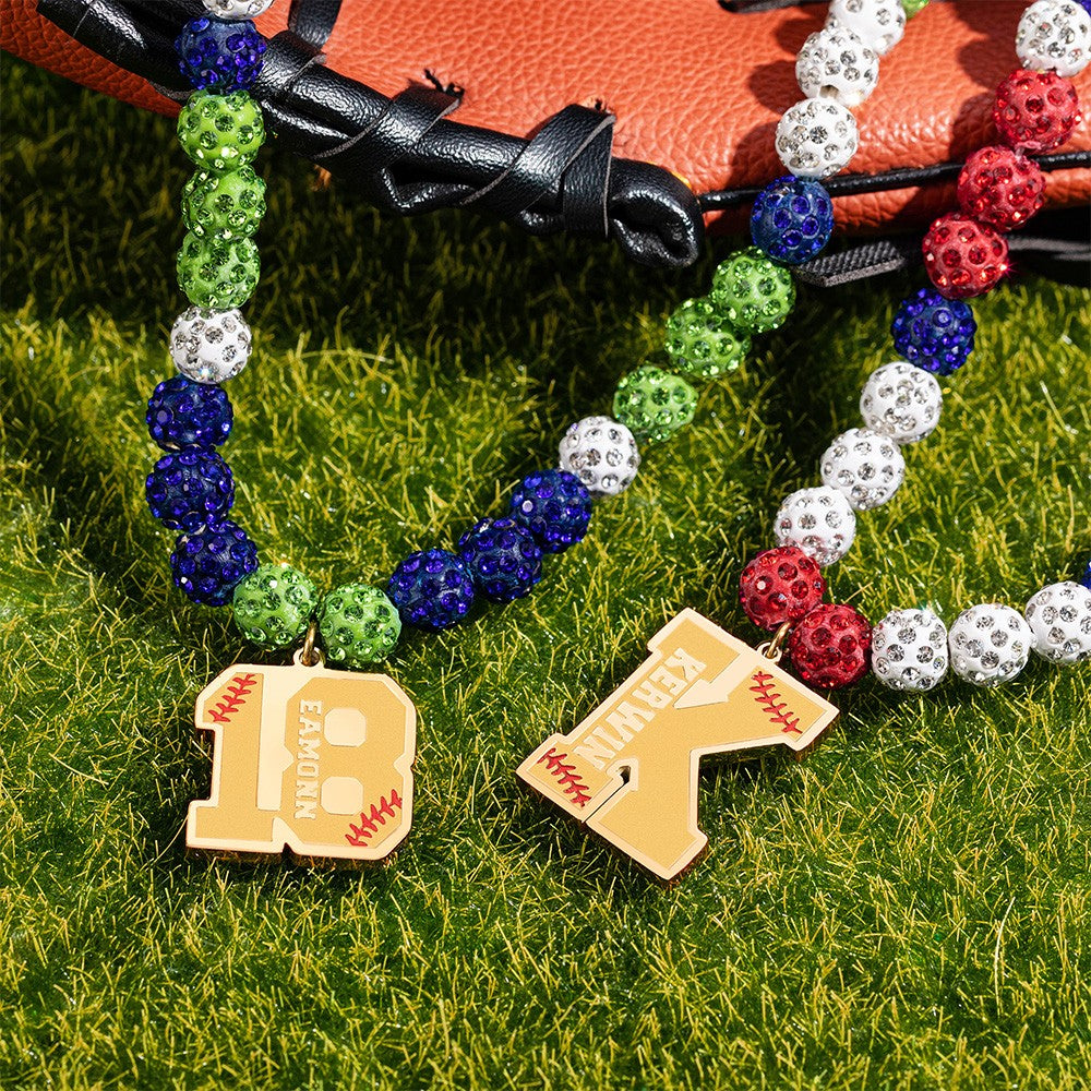 Custom Baseball Softball Sports Rhinestone Beaded Drip Necklace