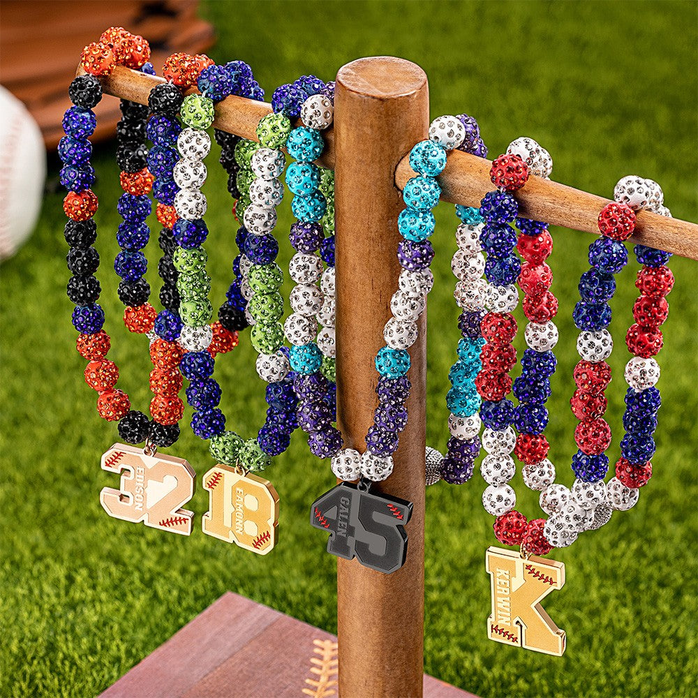 Custom Baseball Softball Sports Rhinestone Beaded Drip Necklace