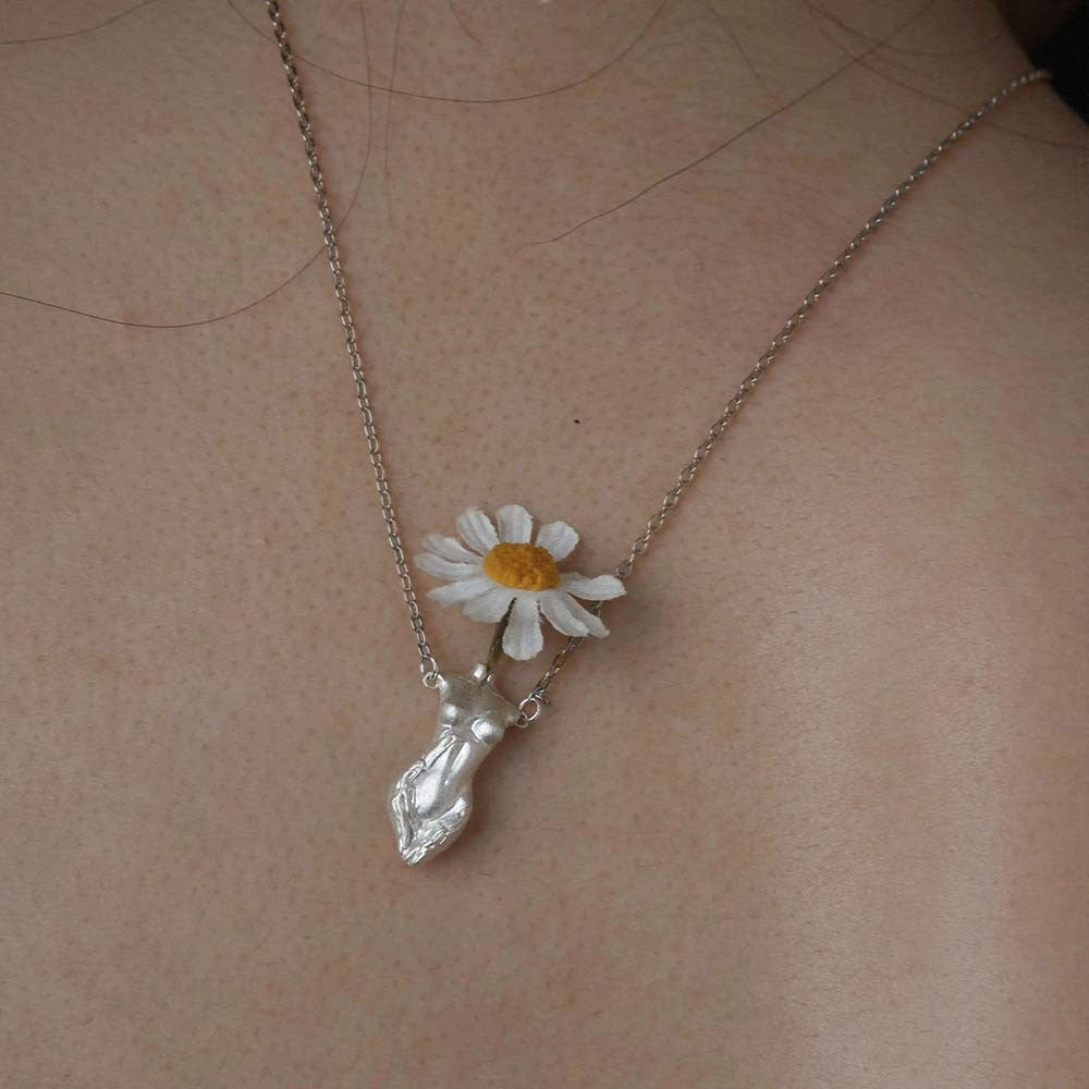 Sterling Silver Human Body Sculpture Pendant – Minimalist Artistic Figure Necklace for Men and Women, Unique Gift for Art Lovers