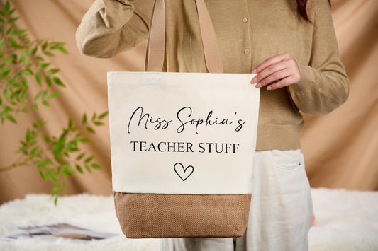 Personalized Name Teacher Tote Bag,Custom Teacher Name Bag,School Gift Totes,Back To School,Thank You Teacher Present,Gift for Teacher
