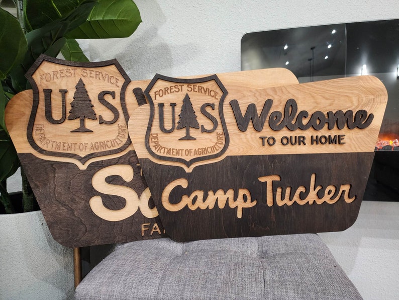 National Park Welcome Sign - family name sign, custom national park sign layered laser cut & engraved, national park wedding sign