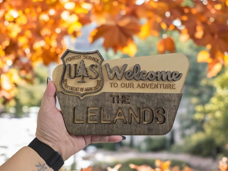 National Park Welcome Sign - family name sign, custom national park sign layered laser cut & engraved, national park wedding sign