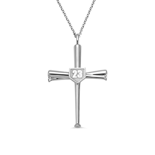 Engraved Baseball Cross Necklace