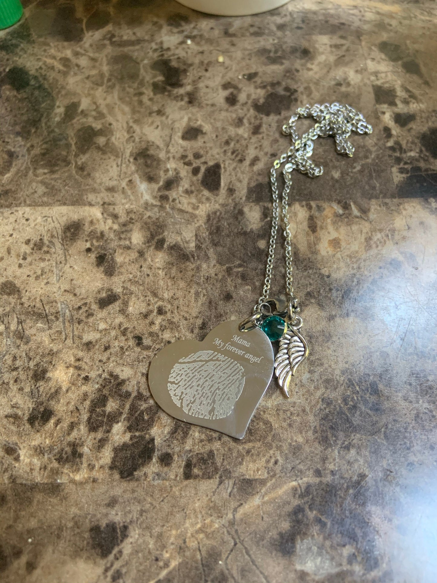 Custom Actual Fingerprint/Footprint Charm Necklace, Delicate Personalized Fingerprint/Pet Footprint Necklace, Women/Infant Loss/Pet Memorial Gift