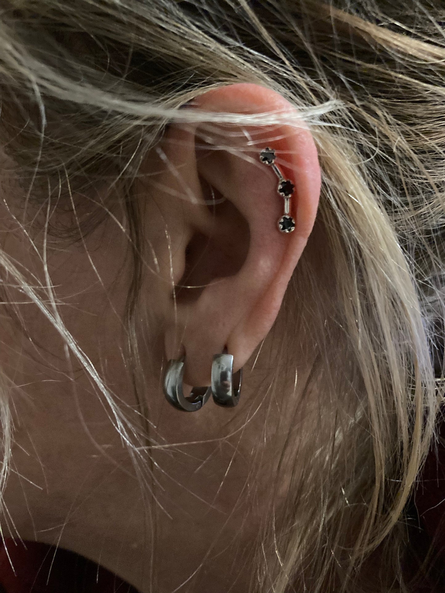 Celestial Stars Helix Earring Sterling Silver Gold Helix Piercing Dainty Modern Cartilage Earring Helix Jewelry Stud Constellation - CRT007