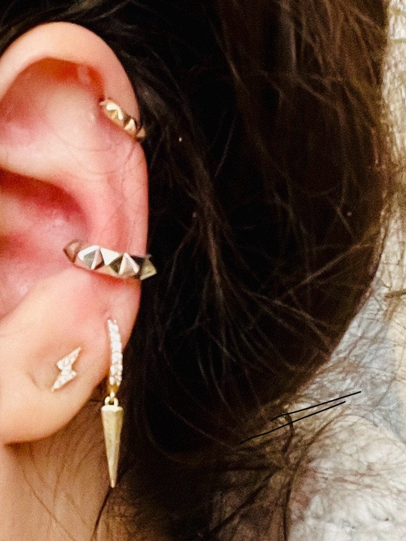 Sterling Silver Pyramid Ear Cuff Earring Ear Wrap Earrings Modern Jewelry  Gift for Her - ECU011