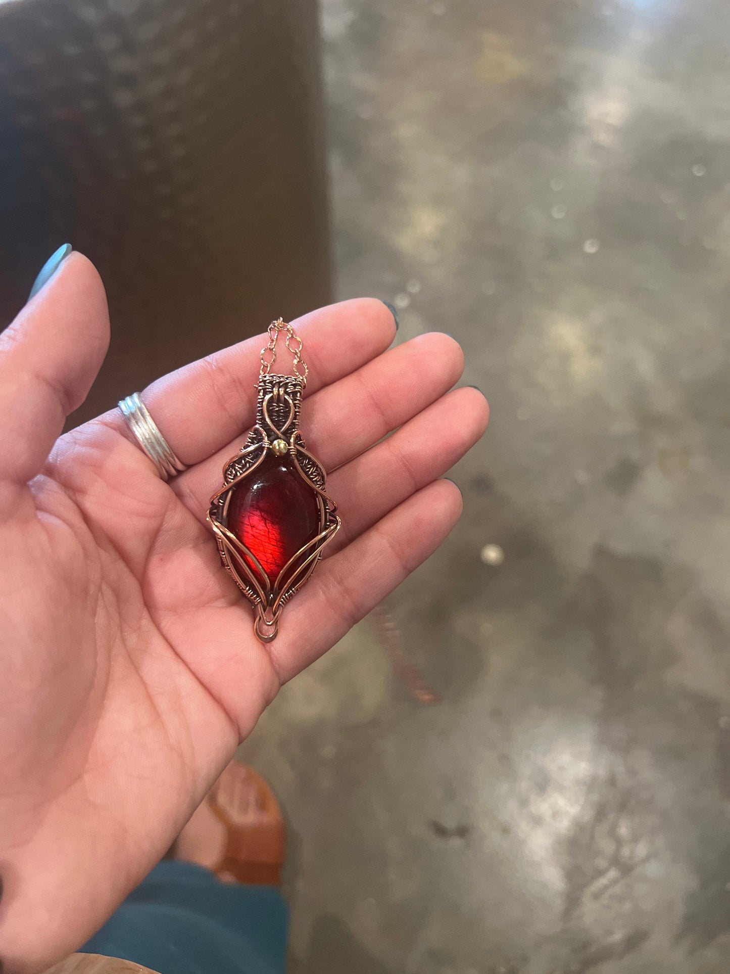 Red Purple Blue Fire Labradorite Necklace Brass Wire Wrapped Pendant Handmade Brass Jewelry Natural Gemstone Pendant Wire Wrapped Jewelry Gift for Her