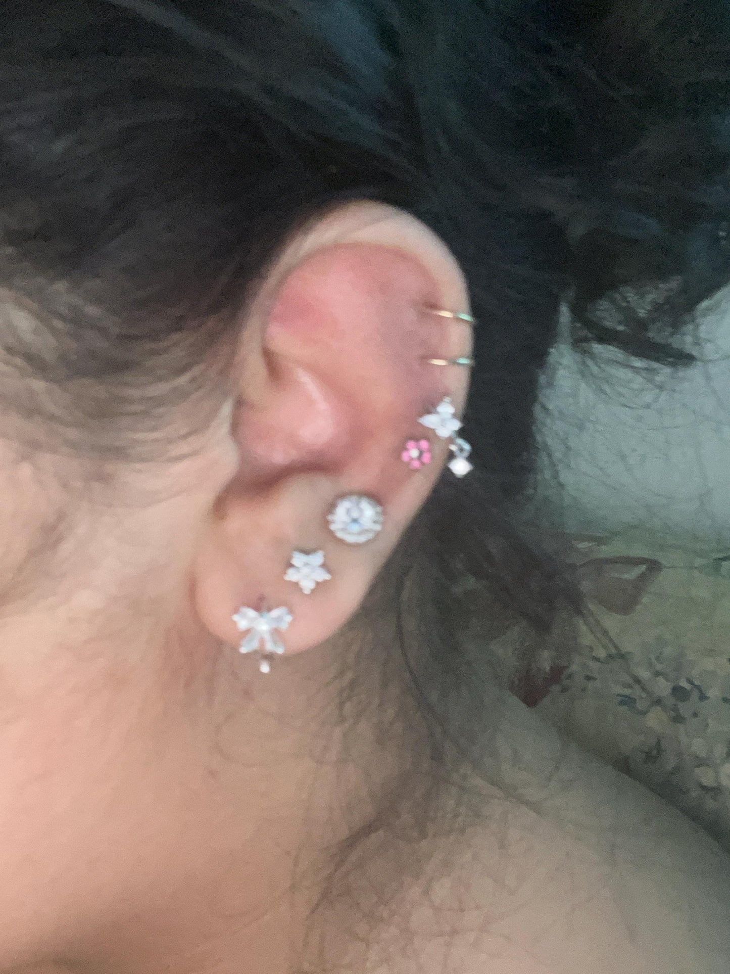 Dainty CZ Butterfly Shaped Huggie Hoop Earrings With Dangling Charm