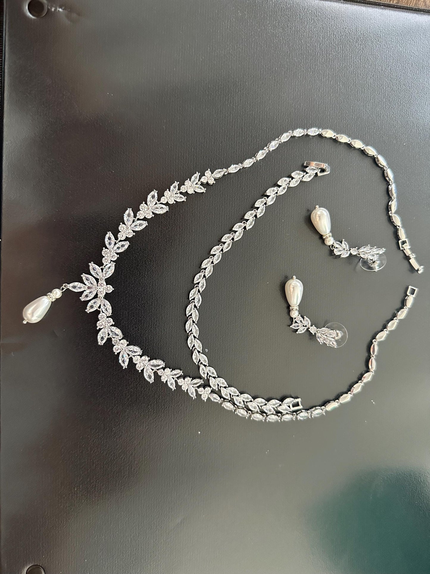 Pearl Bridal Necklace set Pearl Wedding Jewelry Rose Gold Pearl Necklace Pearl Bridal Necklace set Pearl Bridesmaid Jewelry Set