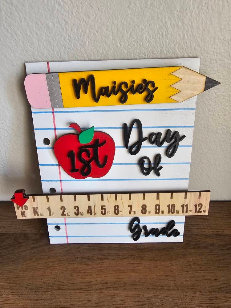 Personalized Back to School Sign, First Day of School Photo Prop, Interchangeable Back to School Sign