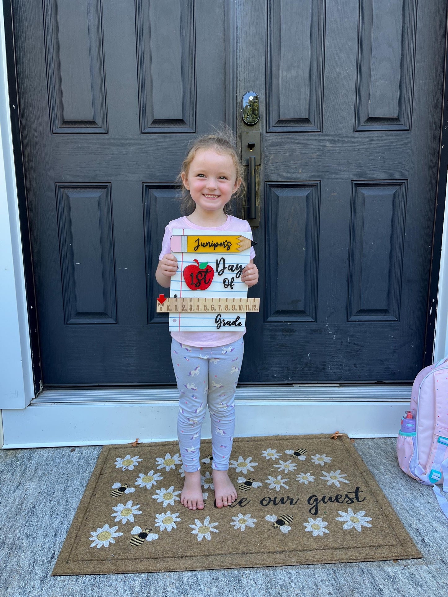 Personalized Back to School Sign, First Day of School Photo Prop, Interchangeable Back to School Sign