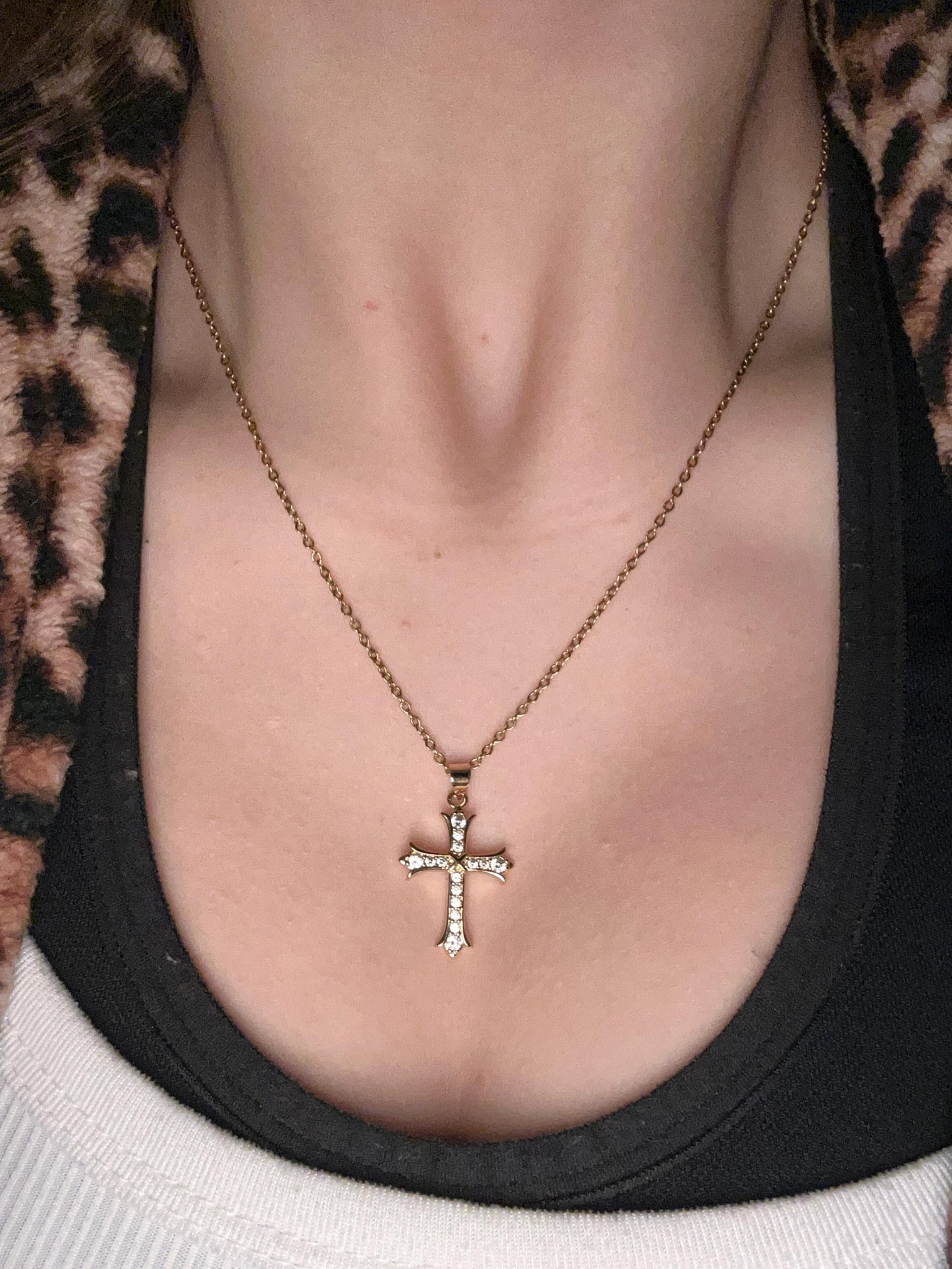 Gold Filled Cross Necklace Gold Religious Cross Charm Unisex Women Men Necklace Pray Christian Faith Pendant WATERPROOF Everyday Jewelry