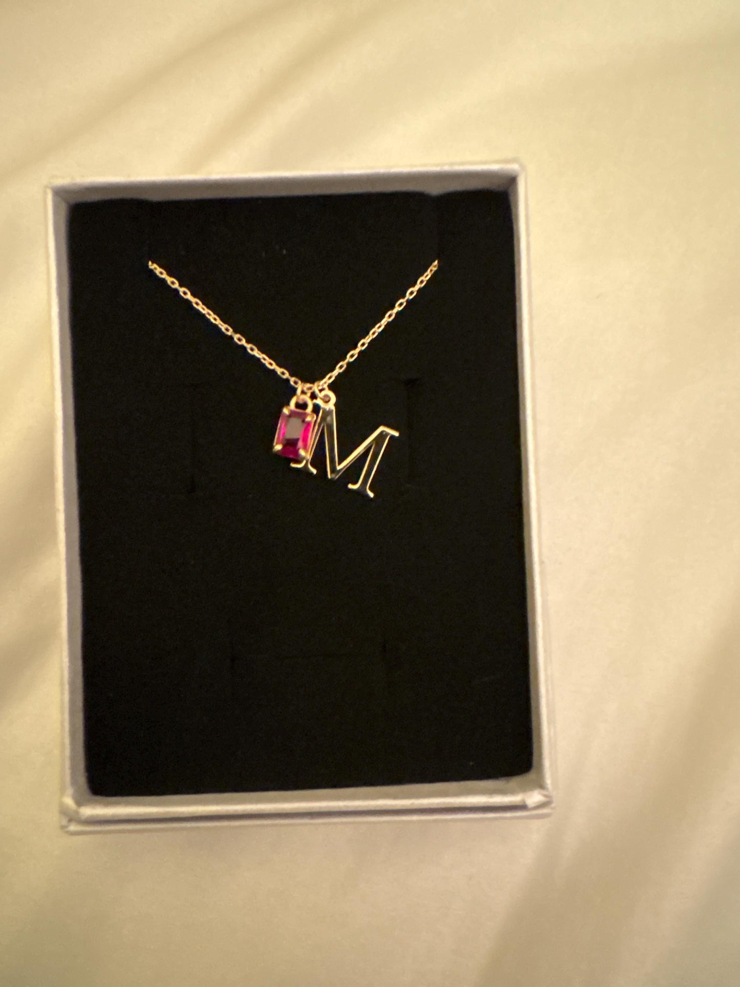 14K Solid Gold Initial Birthstone Necklace, Personalized Initial Necklace, Silver Necklace, Mothers Necklace, Mothers Day Gift, Gift for her