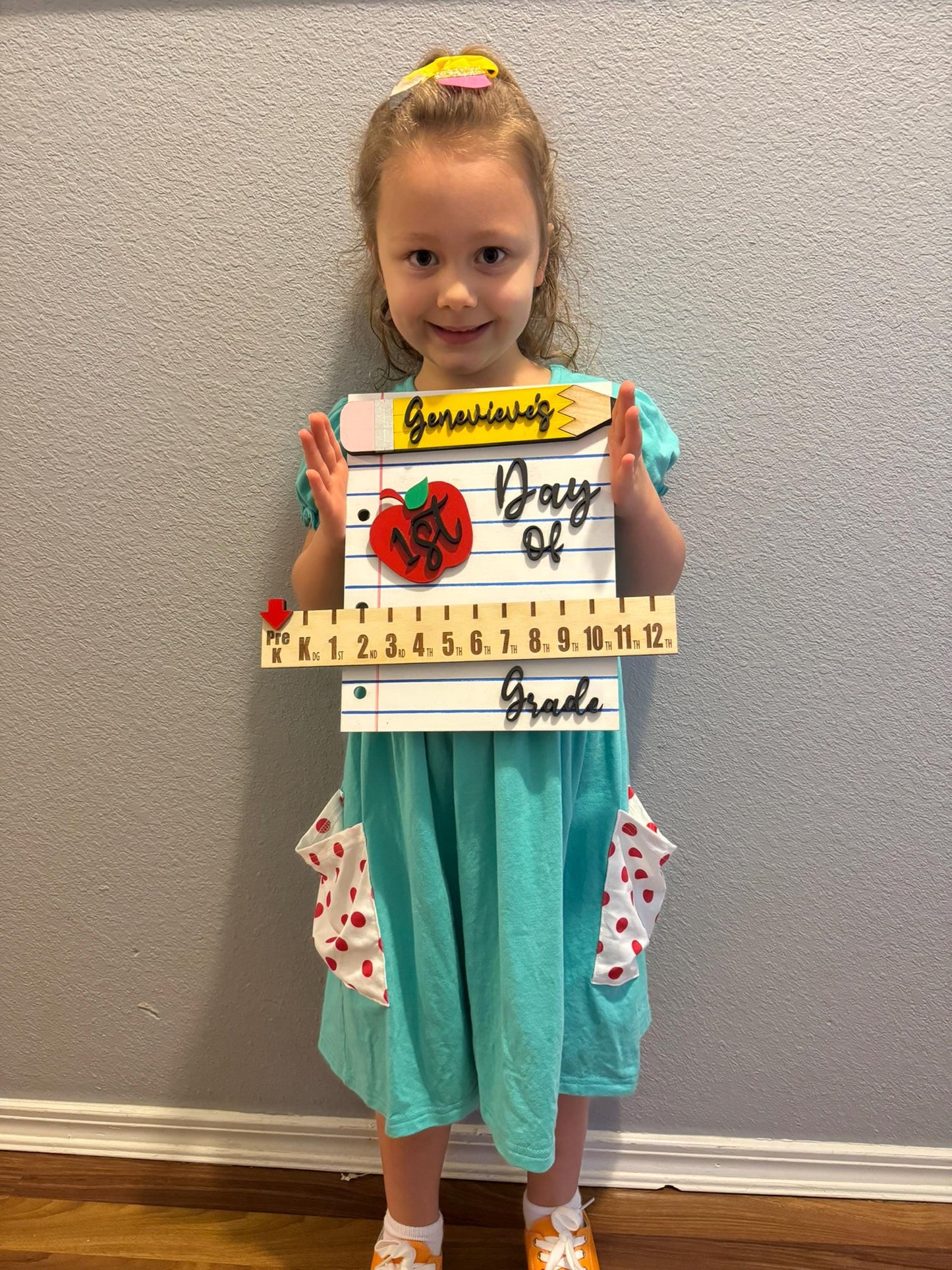 Personalized Back to School Sign, First Day of School Photo Prop, Interchangeable Back to School Sign