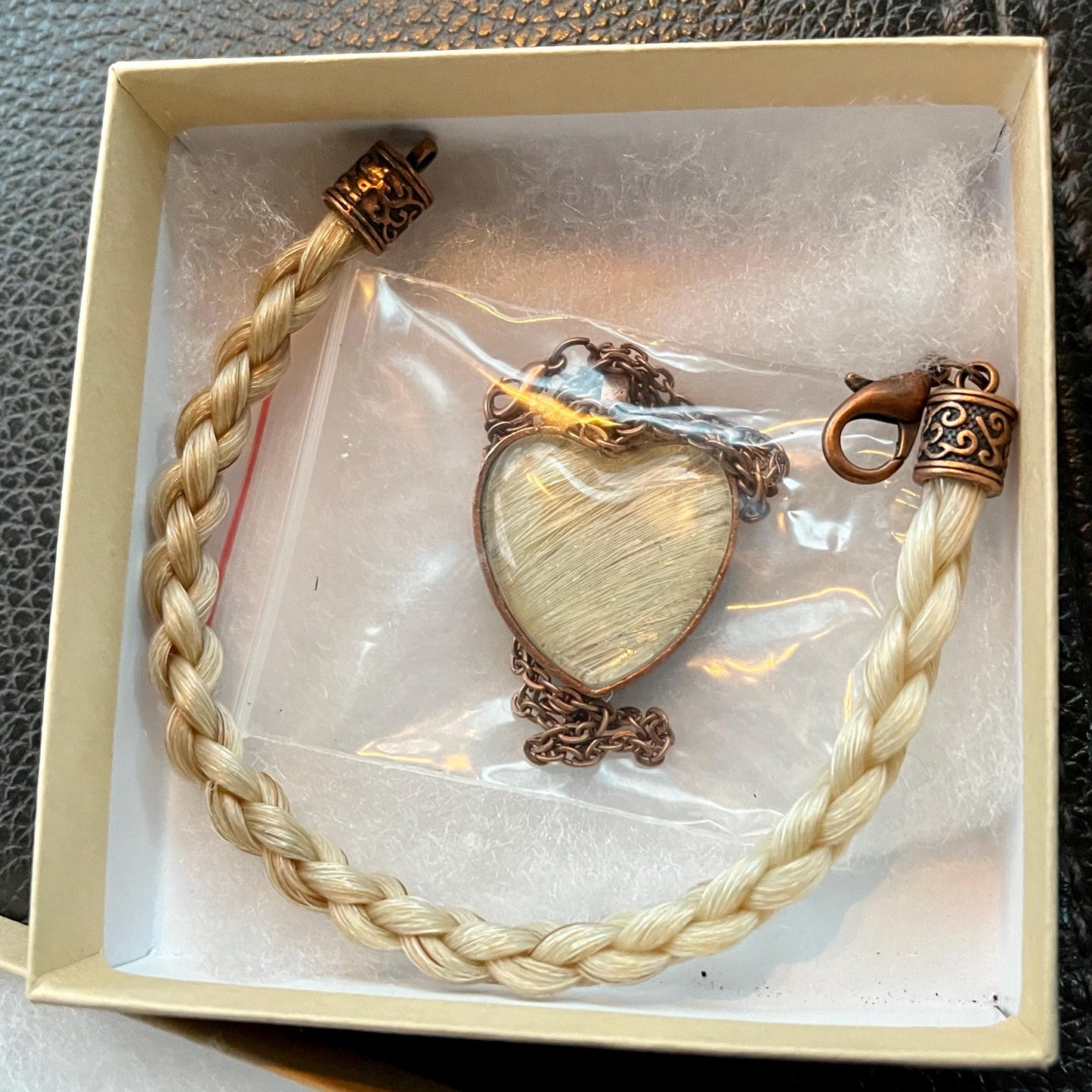 Custom Horse Hair Bracelet and Necklace Gift Set Braided by Equine Keepsakes