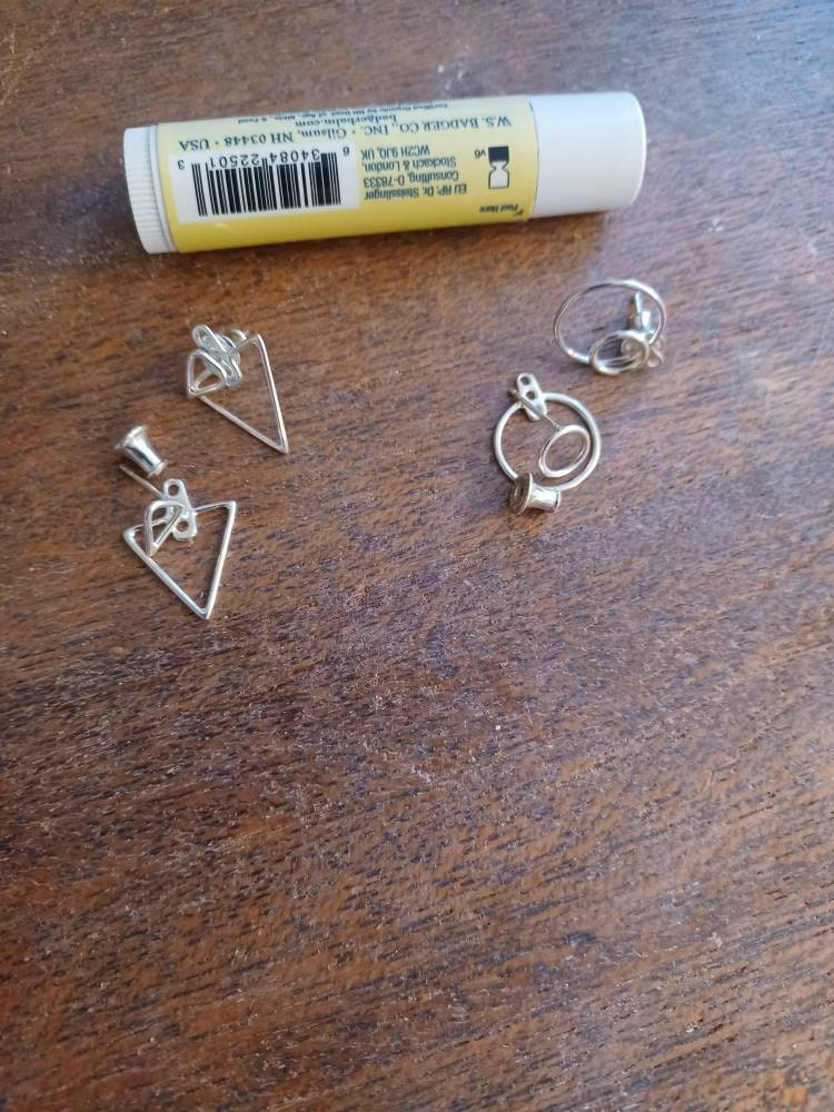 Open Circle Ear Jacket Earring · Sterling Silver Geometric Earrings · Circle Studs · Minimalist Jewelry · Gift for Her - JKT010