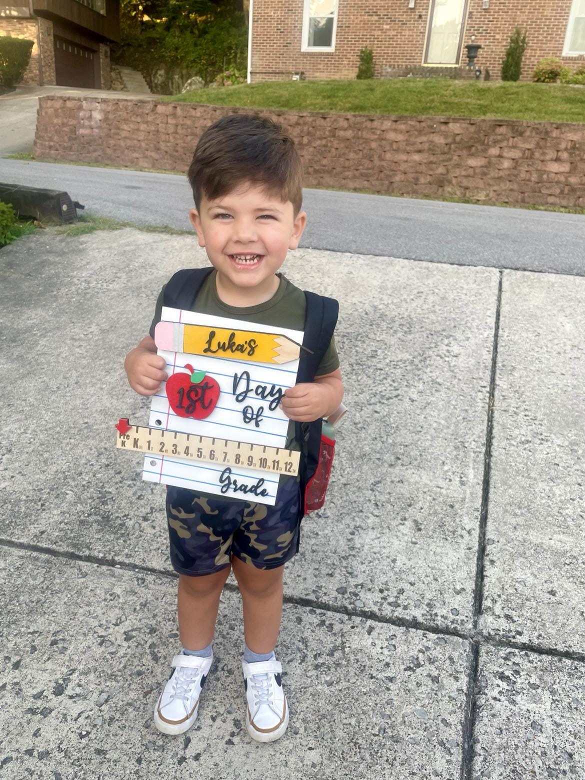 Personalized Back to School Sign, First Day of School Photo Prop, Interchangeable Back to School Sign