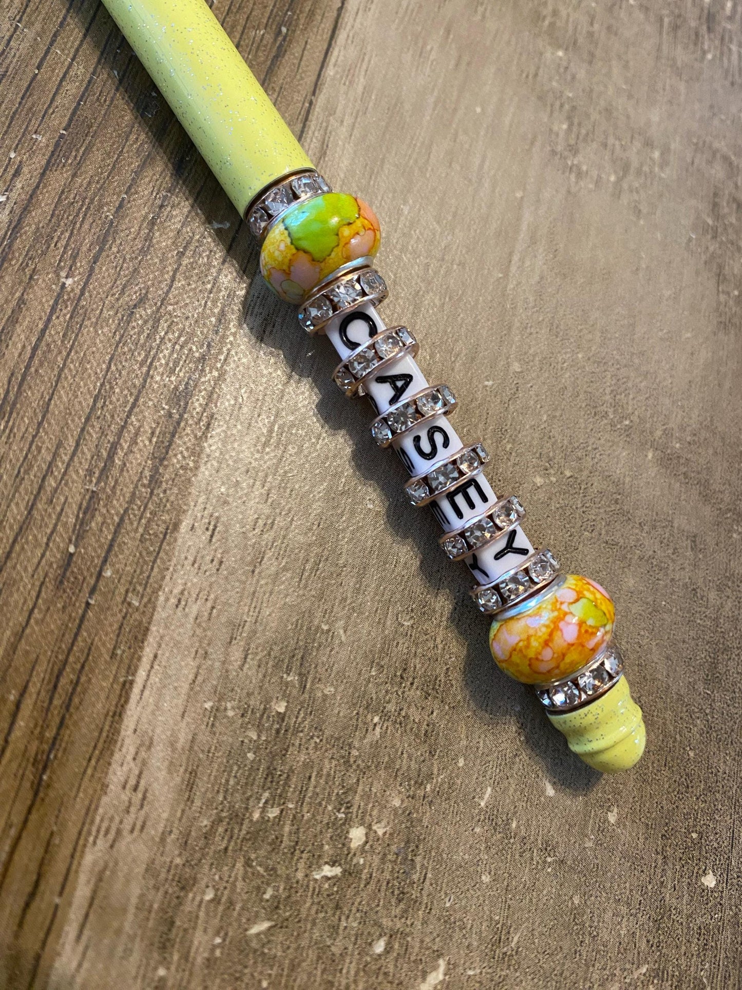 Custom Beaded Pen Personalized With Name Gifted Initial Lettering Beadable Pen Custom Rhinestone Name Gifts-For Co-Workers-Teachers-Girls