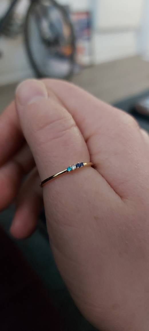 Custom Mini Family Birthstone Ring, Personalized Gemstone Sterling Silver 925 Ring, Stackable Ring, Christmas Gift, Birthday Gift for Her/Mother