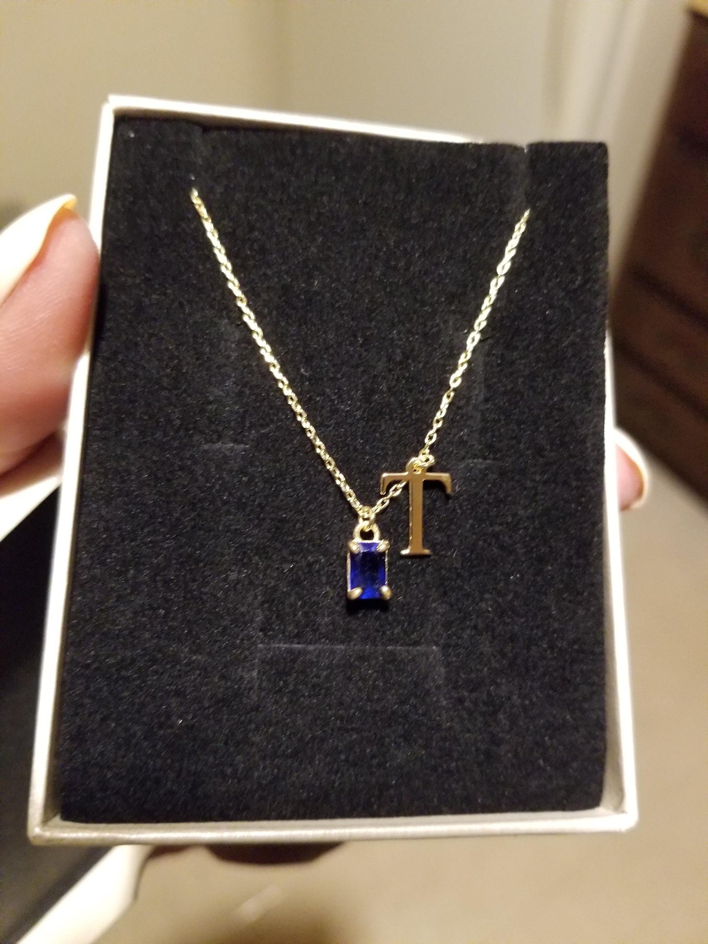 14K Solid Gold Initial Birthstone Necklace, Personalized Initial Necklace, Silver Necklace, Mothers Necklace, Mothers Day Gift, Gift for her