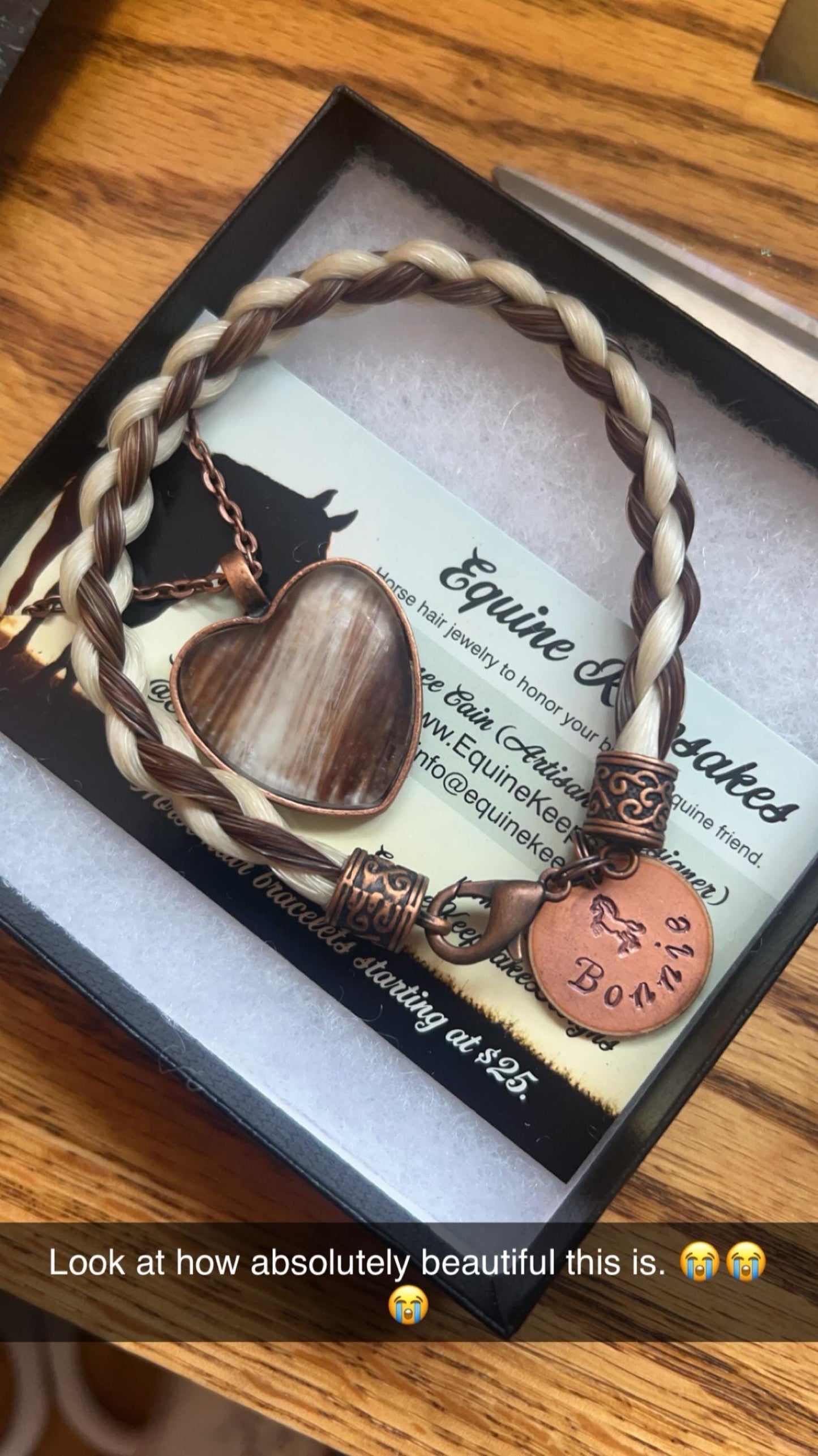 Custom Horse Hair Bracelet and Necklace Gift Set Braided by Equine Keepsakes