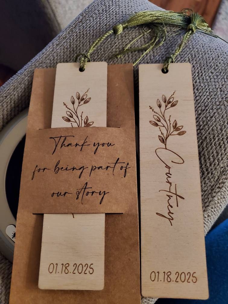 Personalized Wooden Bookmarks - Custom Wedding Favors, Party Gifts, Bridal Shower Keepsakes, Save the date