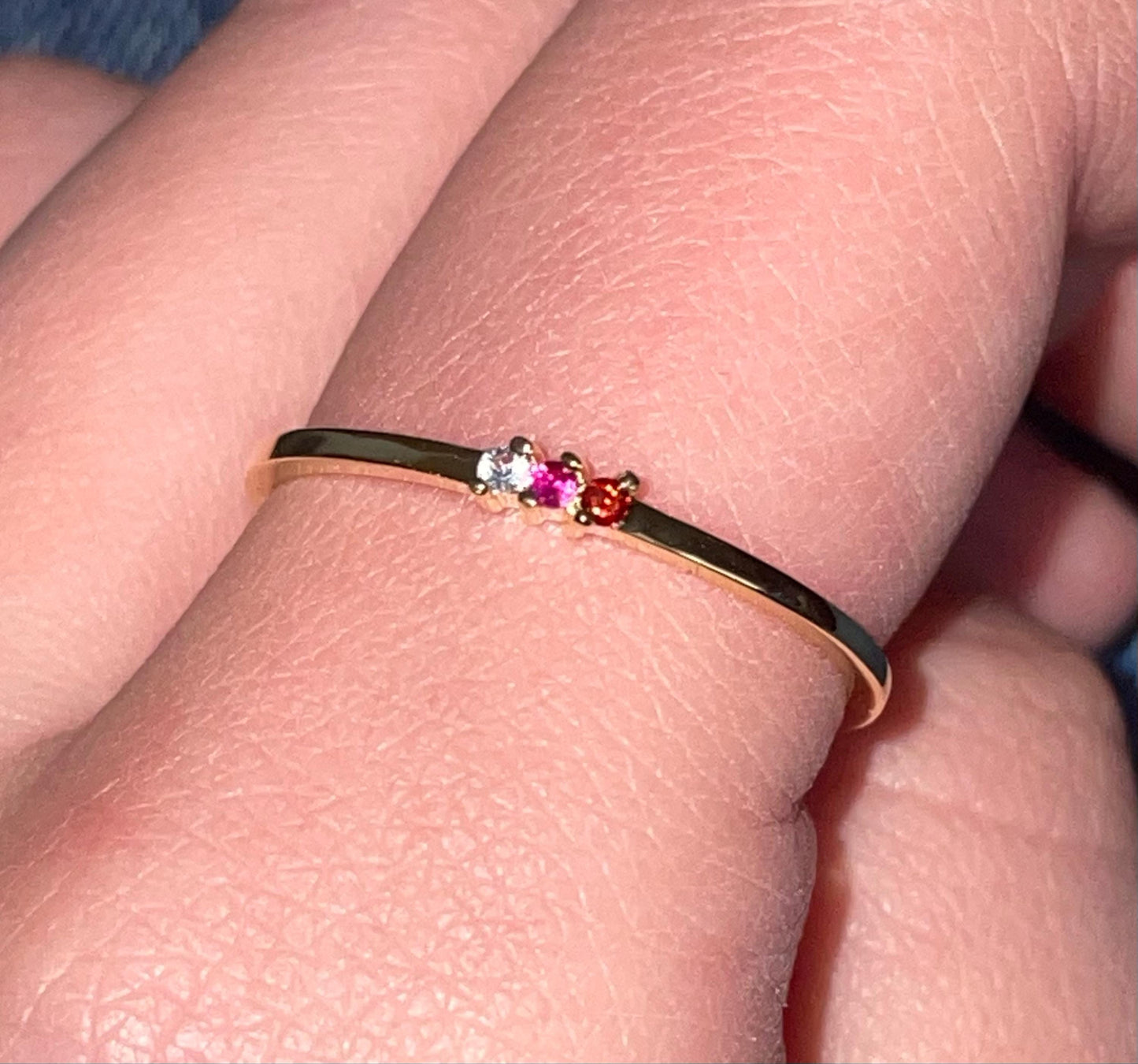 Custom Mini Family Birthstone Ring, Personalized Gemstone Sterling Silver 925 Ring, Stackable Ring, Christmas Gift, Birthday Gift for Her/Mother